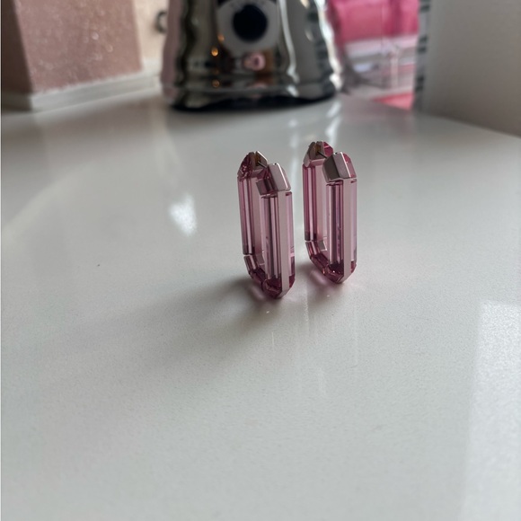 Swarovski Lucent Hoop Earrings - Pink - Picture 3 of 5